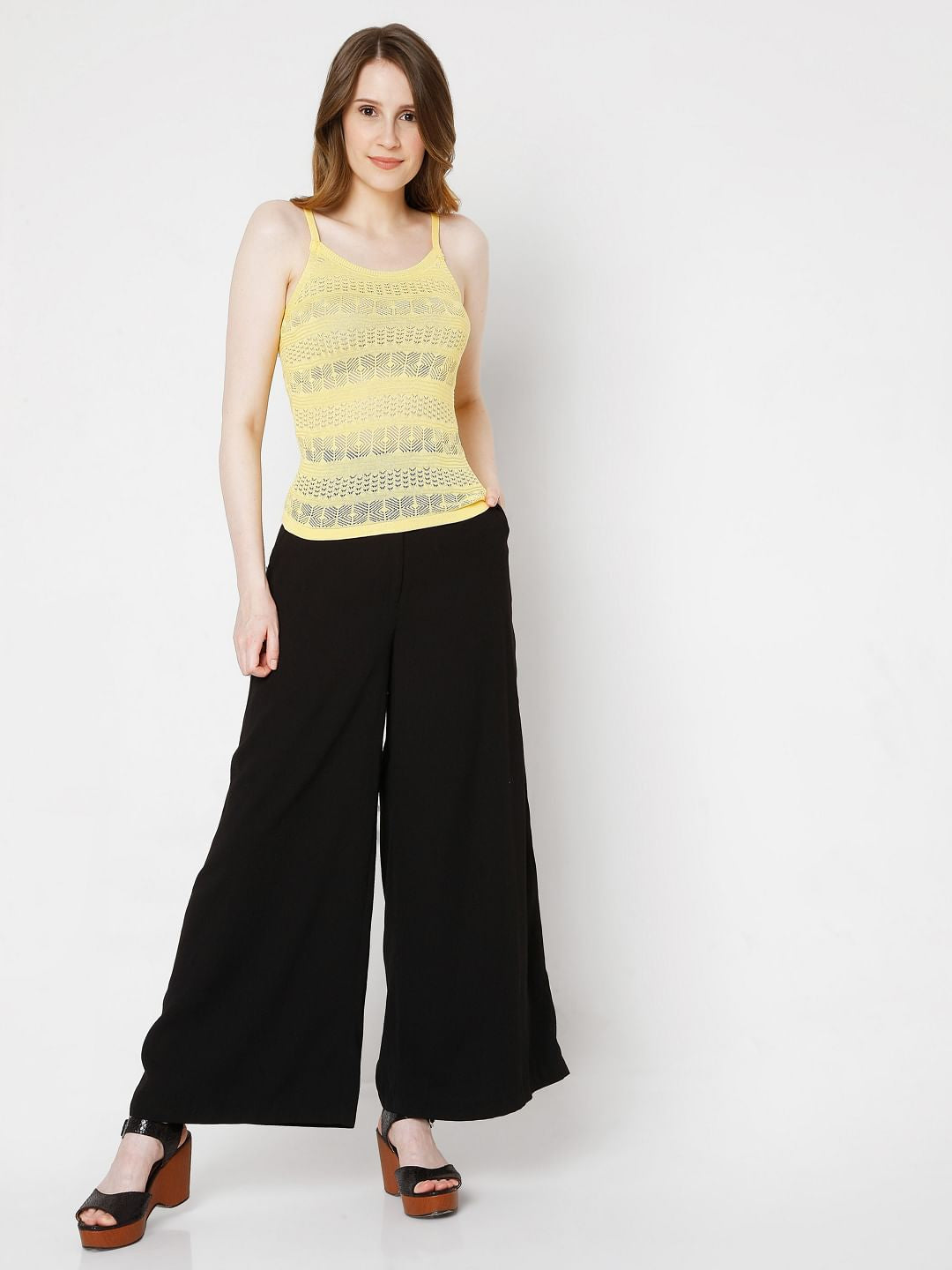 Yellow Crochet Knit Top