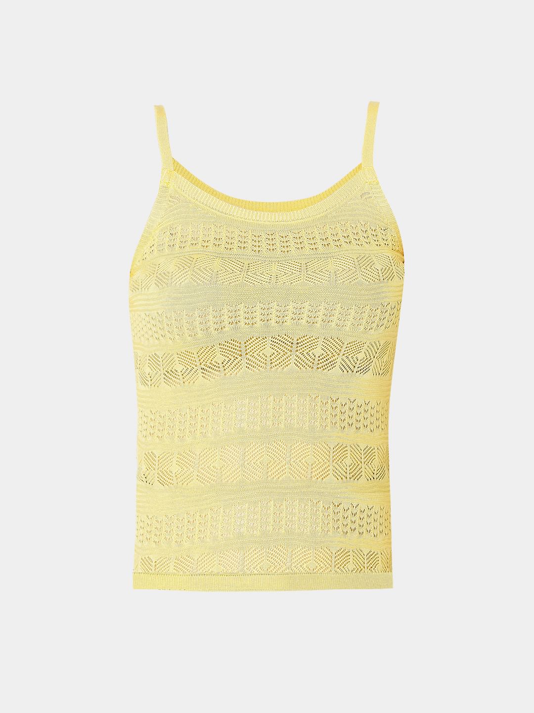 Yellow Crochet Knit Top
