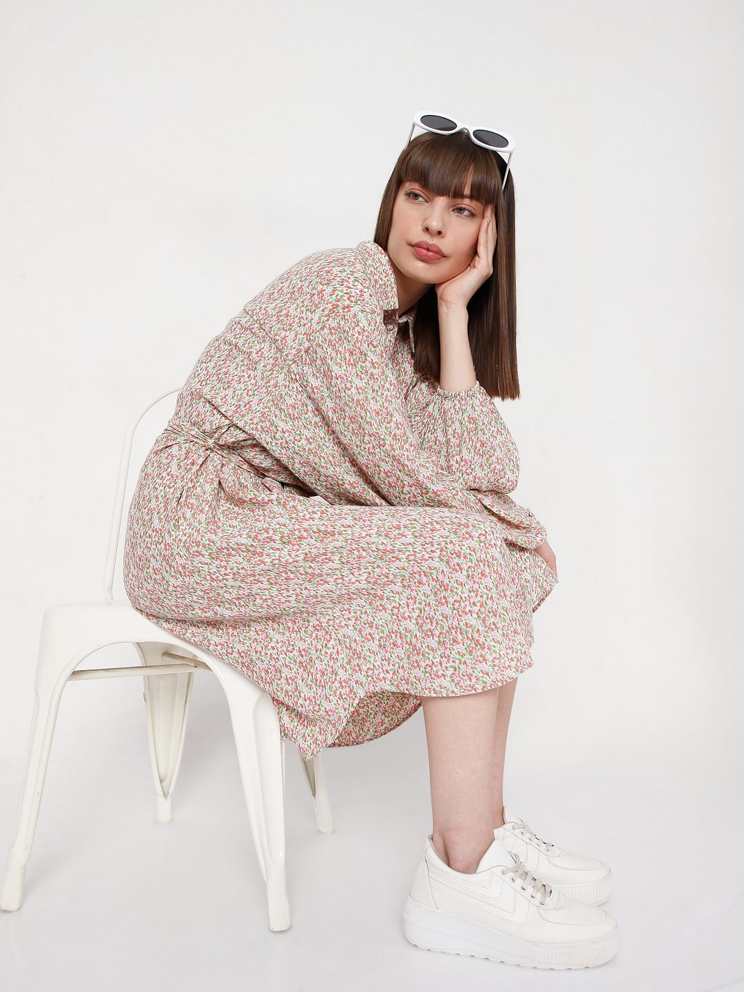 Pink Floral Print Dress