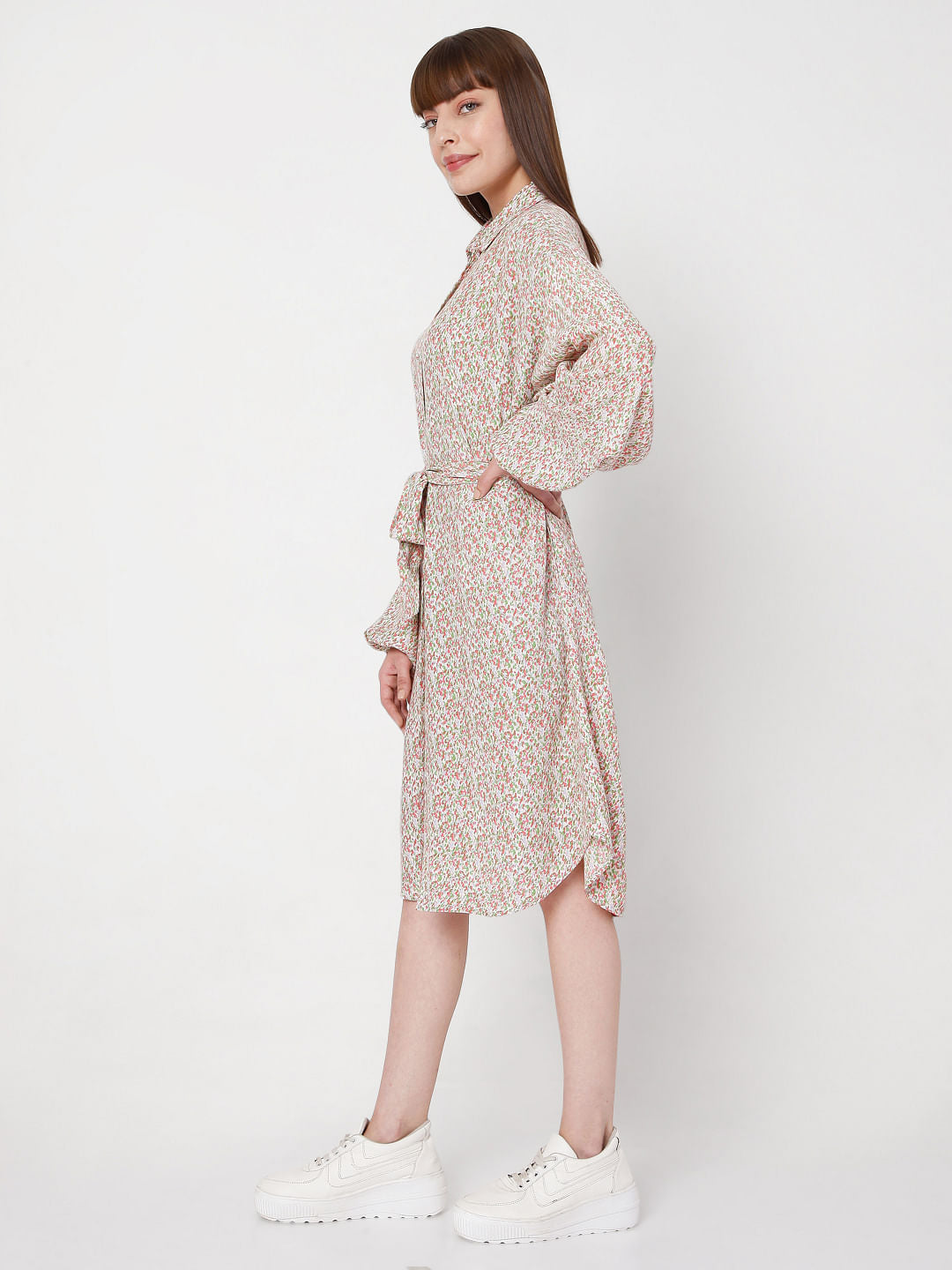 Pink Floral Print Dress