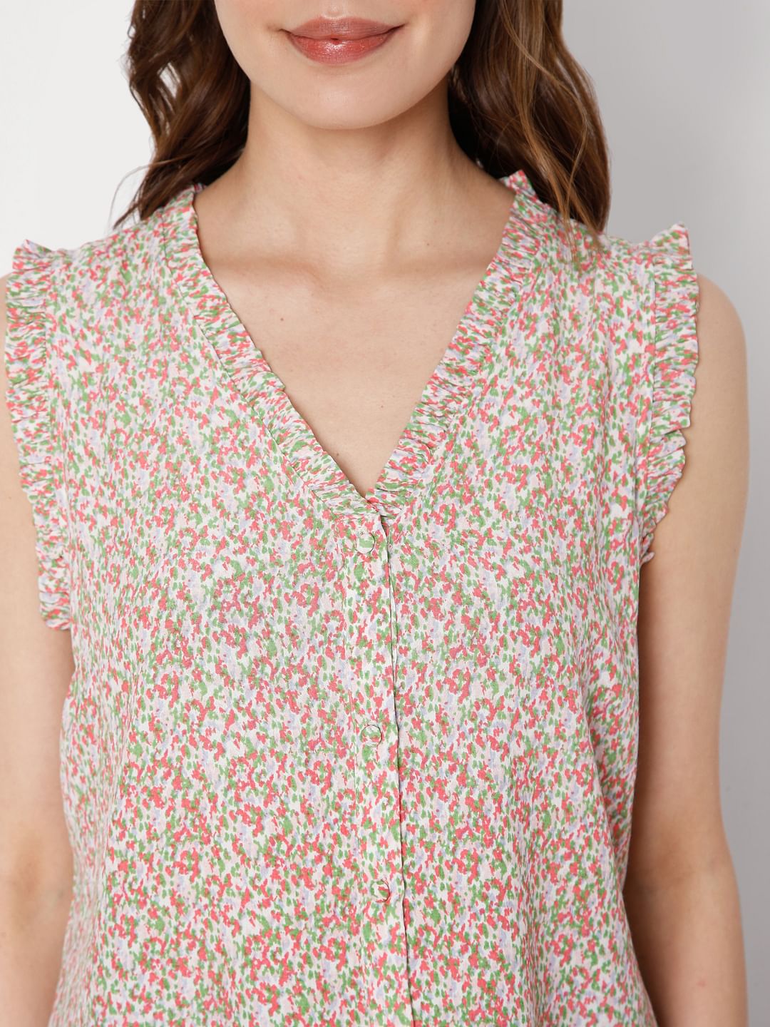 Pink Ditsy Print Top