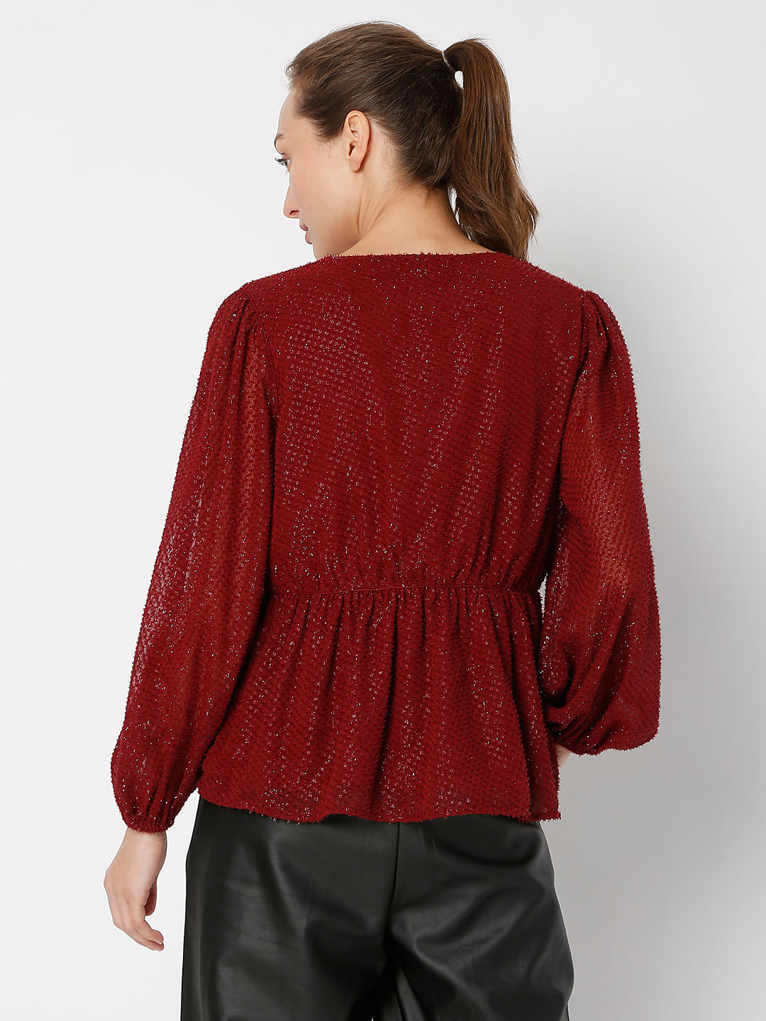 Maroon V-Neck Top