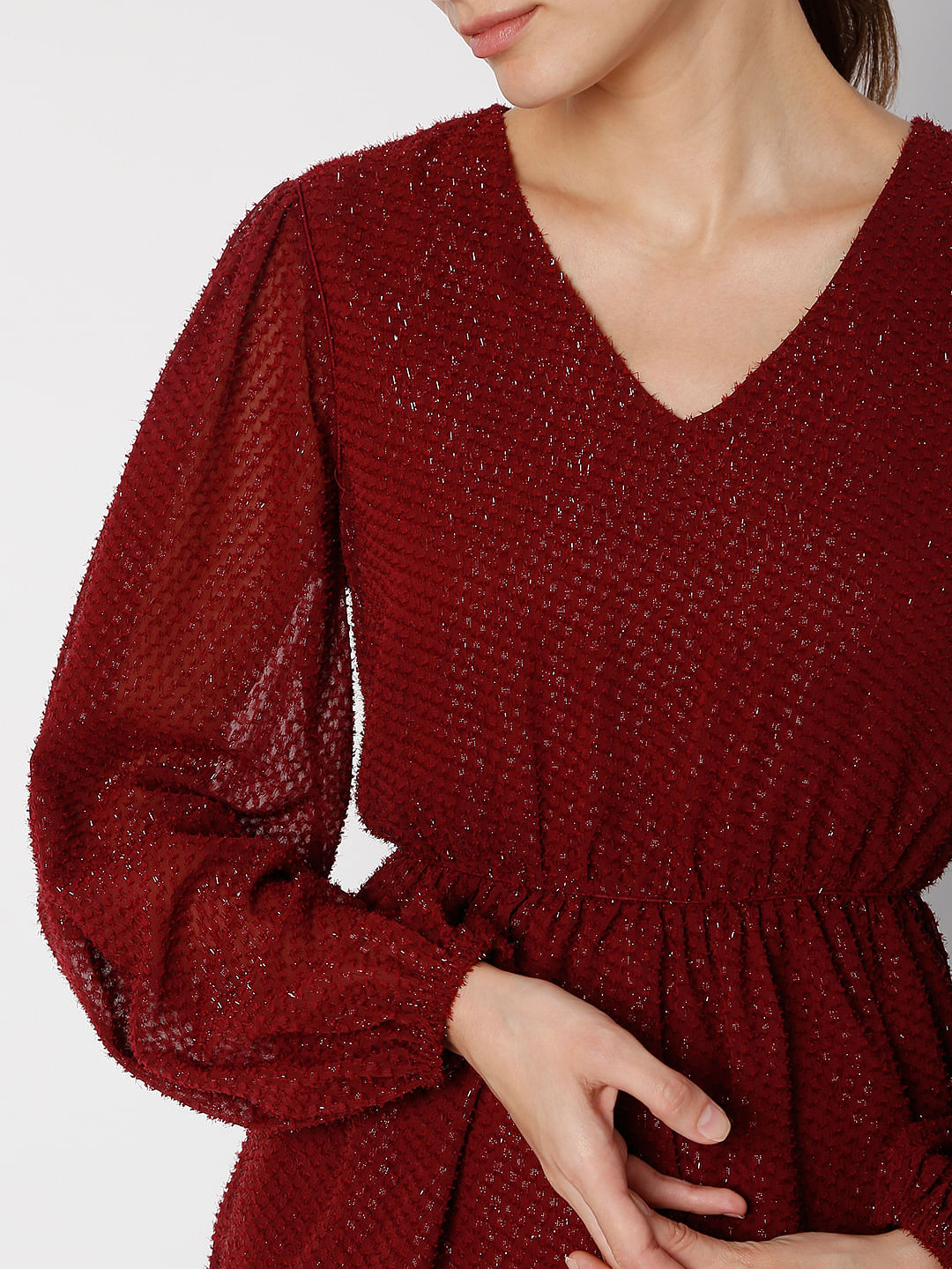 Maroon V-Neck Top