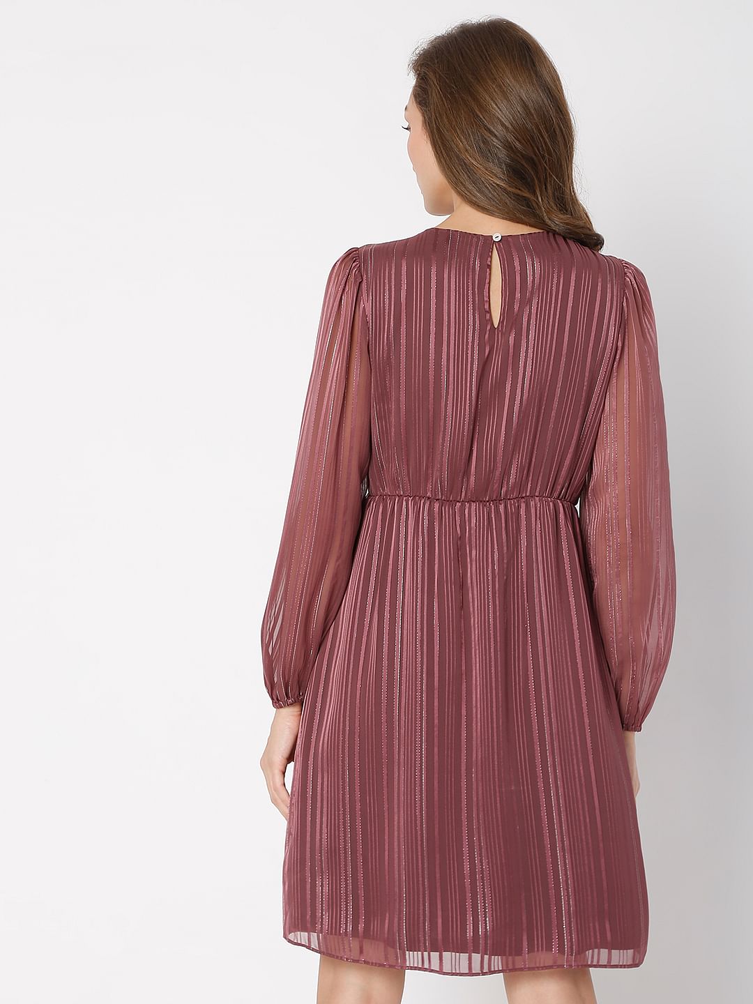 Violet Striped Fit & Flare Dress