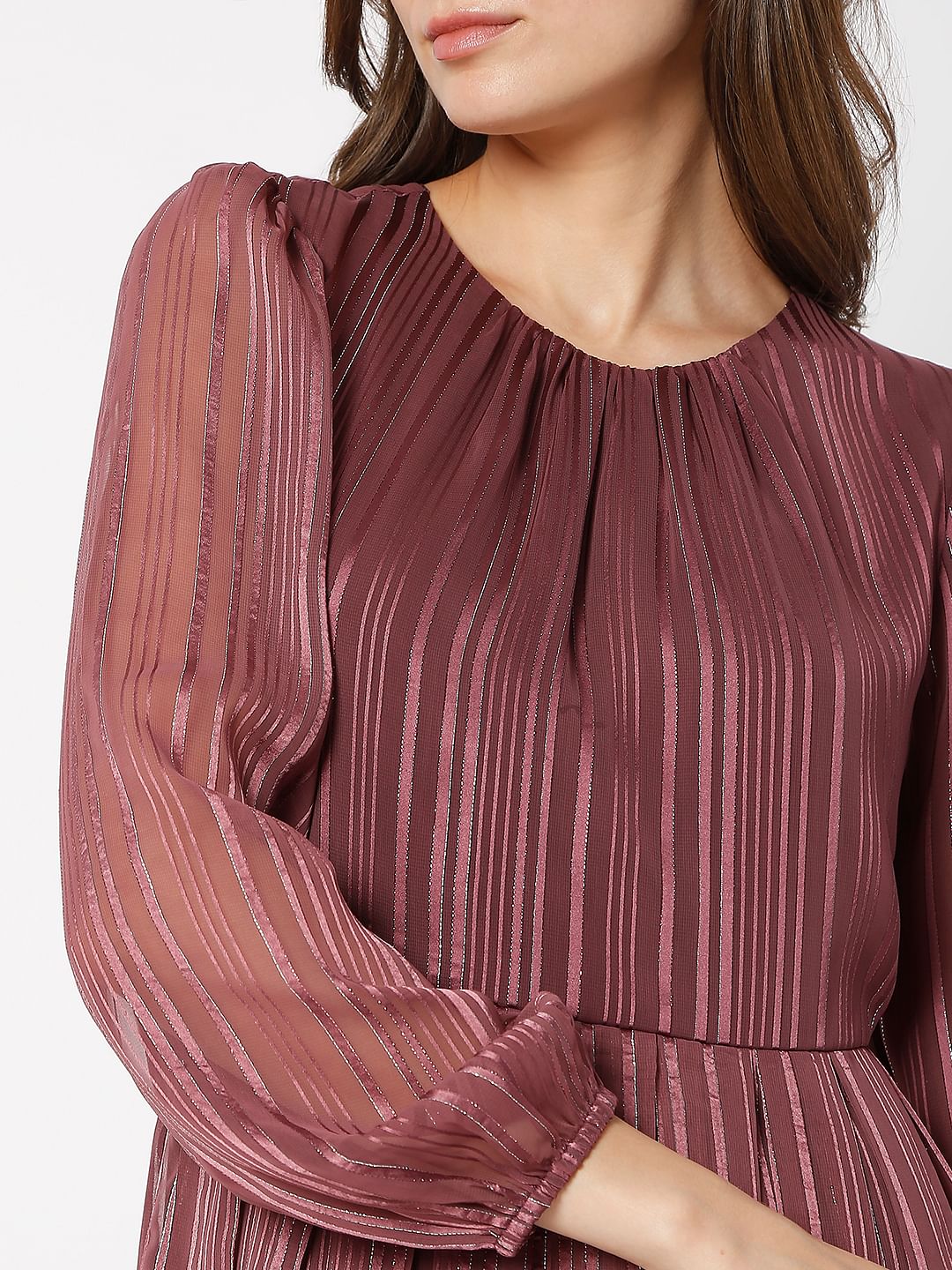Violet Striped Fit & Flare Dress