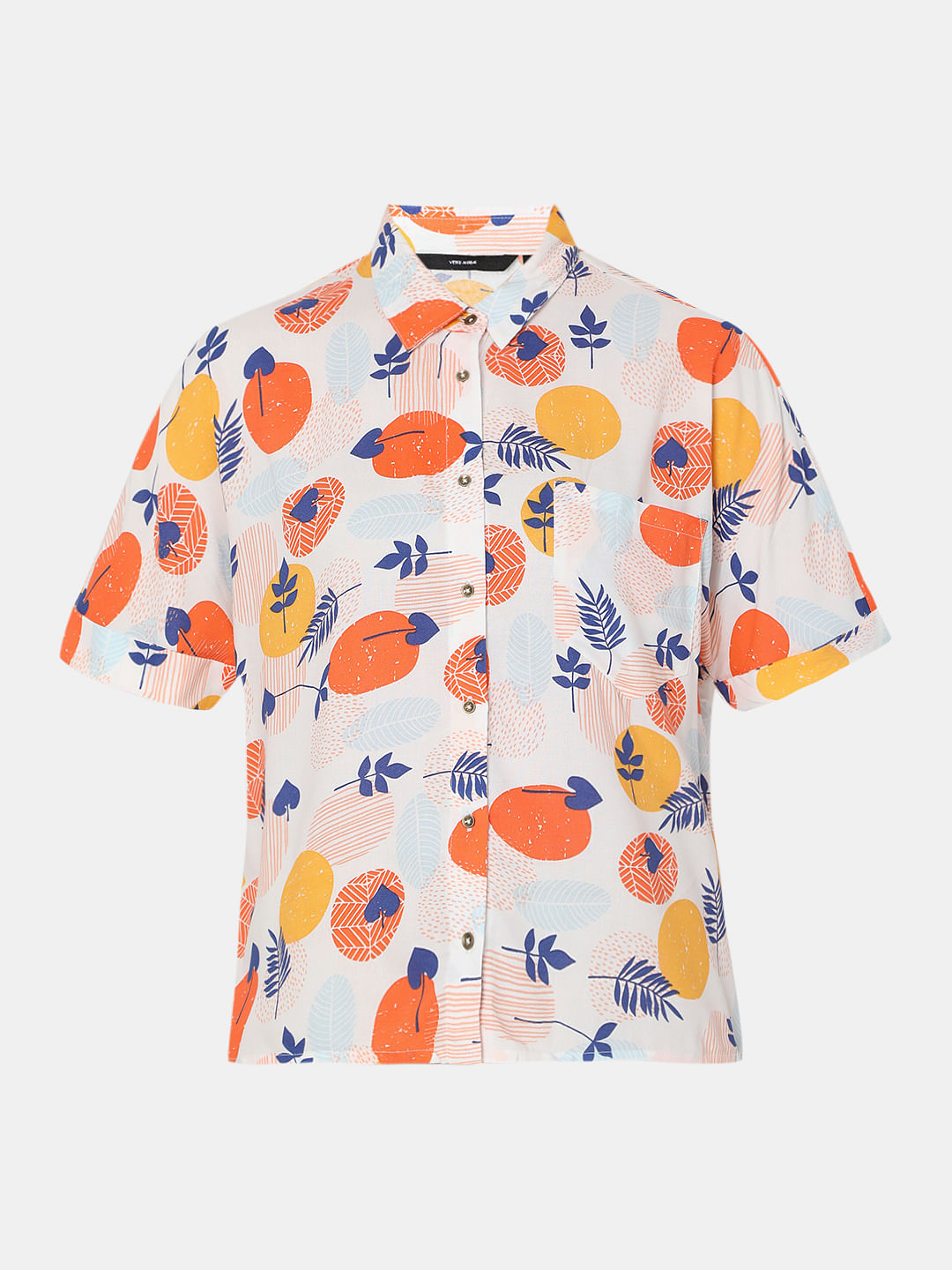 White Geometric Print Shirt