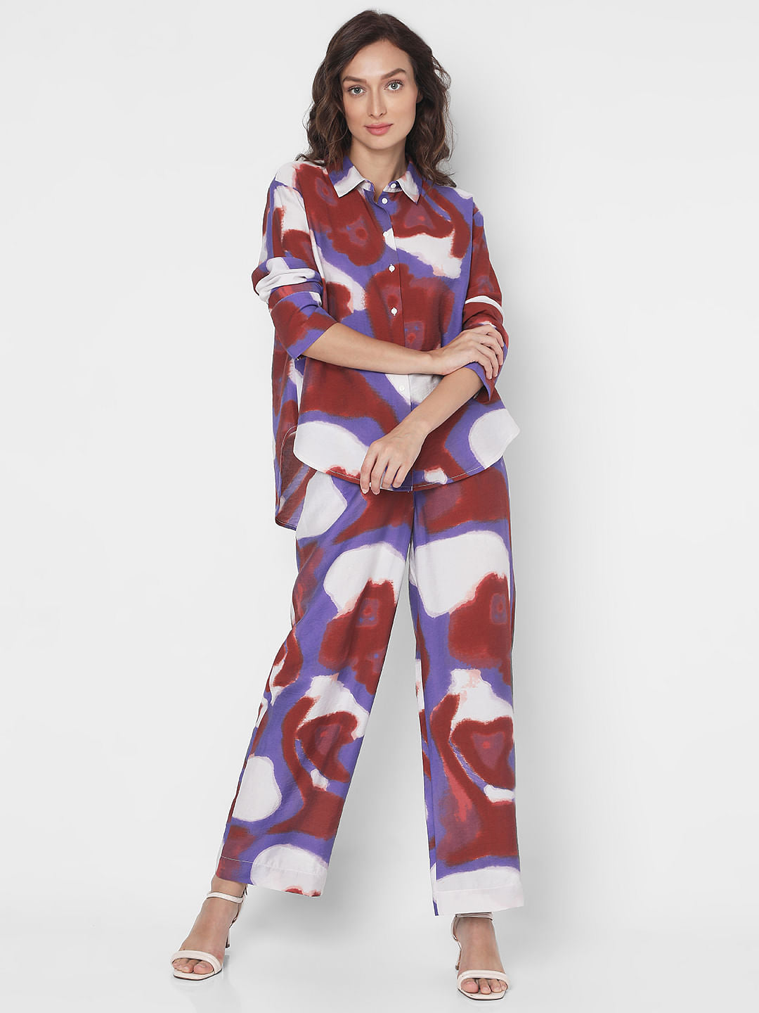 Multi-Coloured Abstract Print Co-Ord Set Shirt