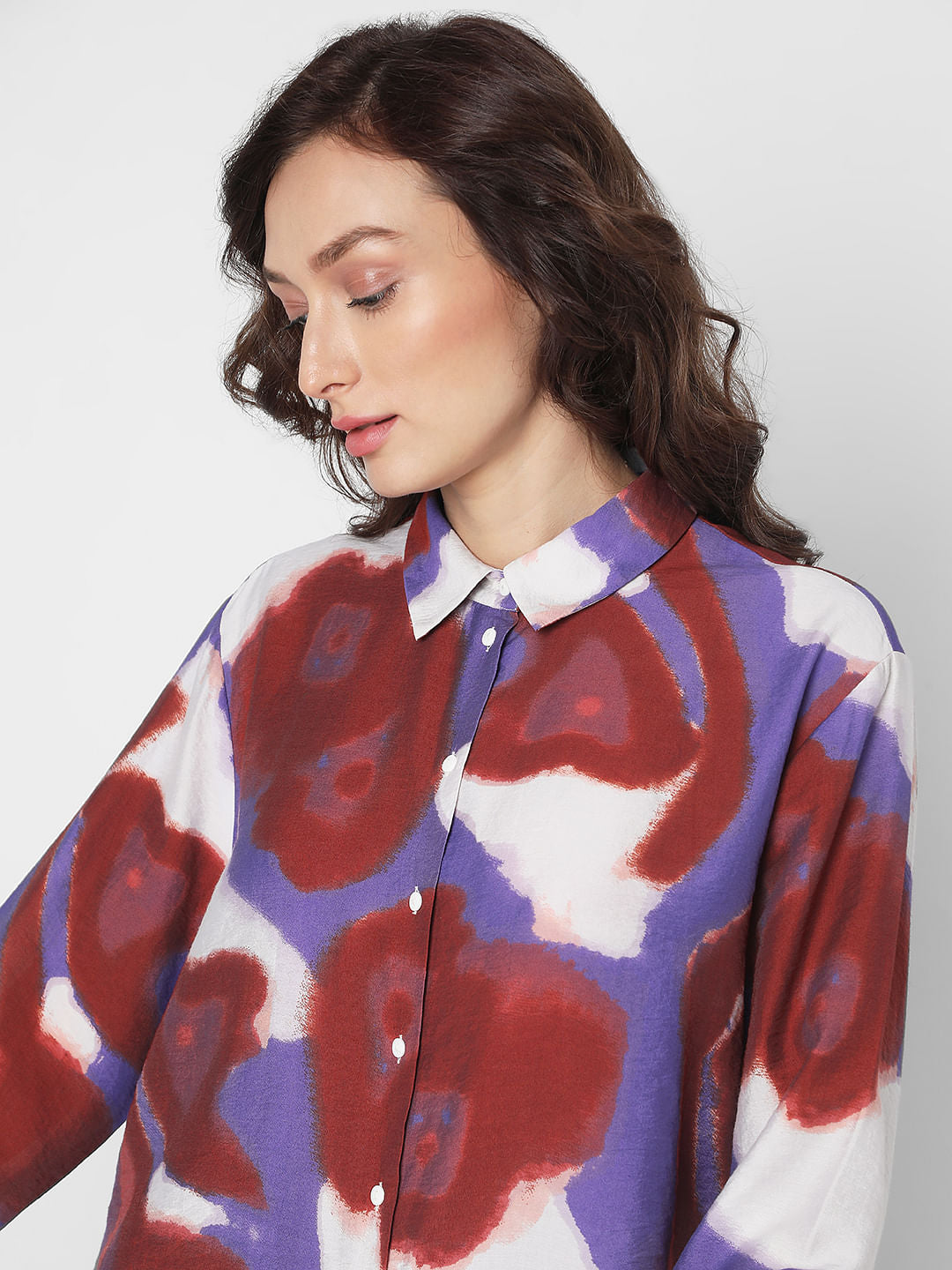 Multi-Coloured Abstract Print Co-Ord Set Shirt