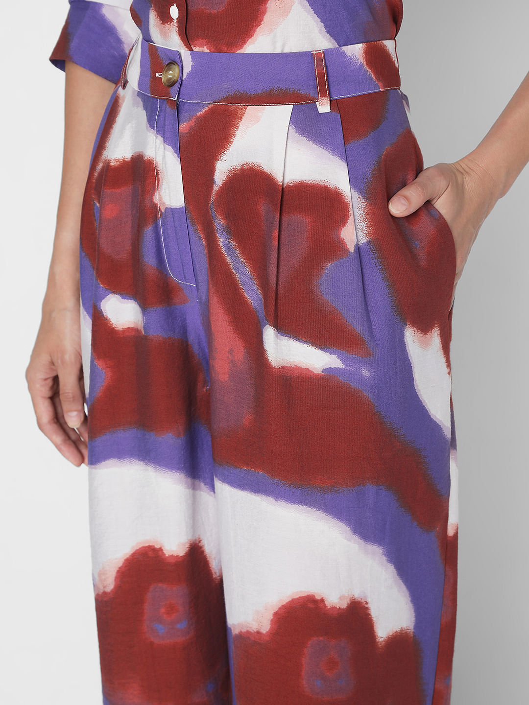 Multi-Coloured High Rise Printed Co-Ord Set Pants