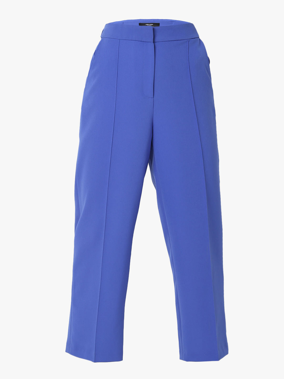 Blue High Rise Straight Fit Pants