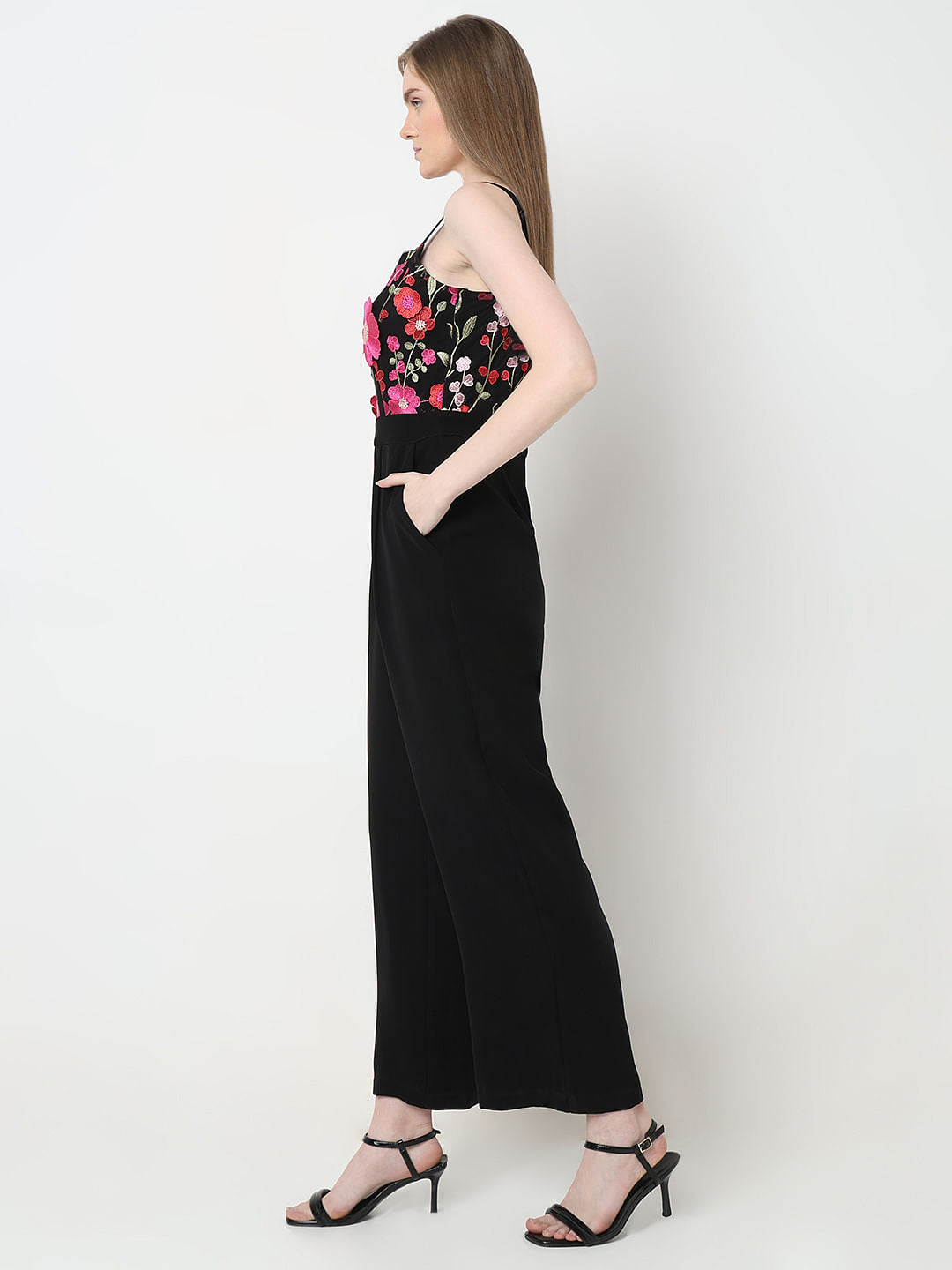 Marquee Black 3D Floral Jumpsuit