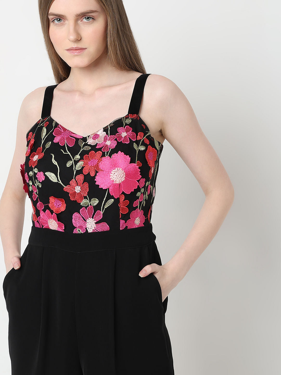 Marquee Black 3D Floral Jumpsuit