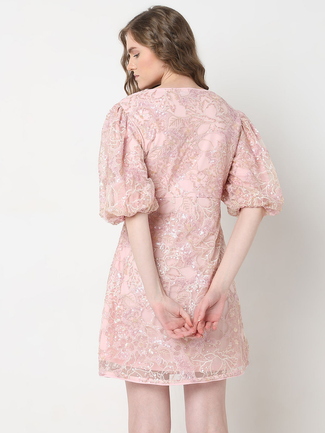 Marquee Light Pink Sequin Fit & Flare Dress