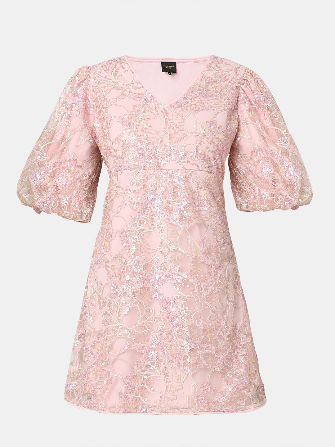 Marquee Light Pink Sequin Fit & Flare Dress