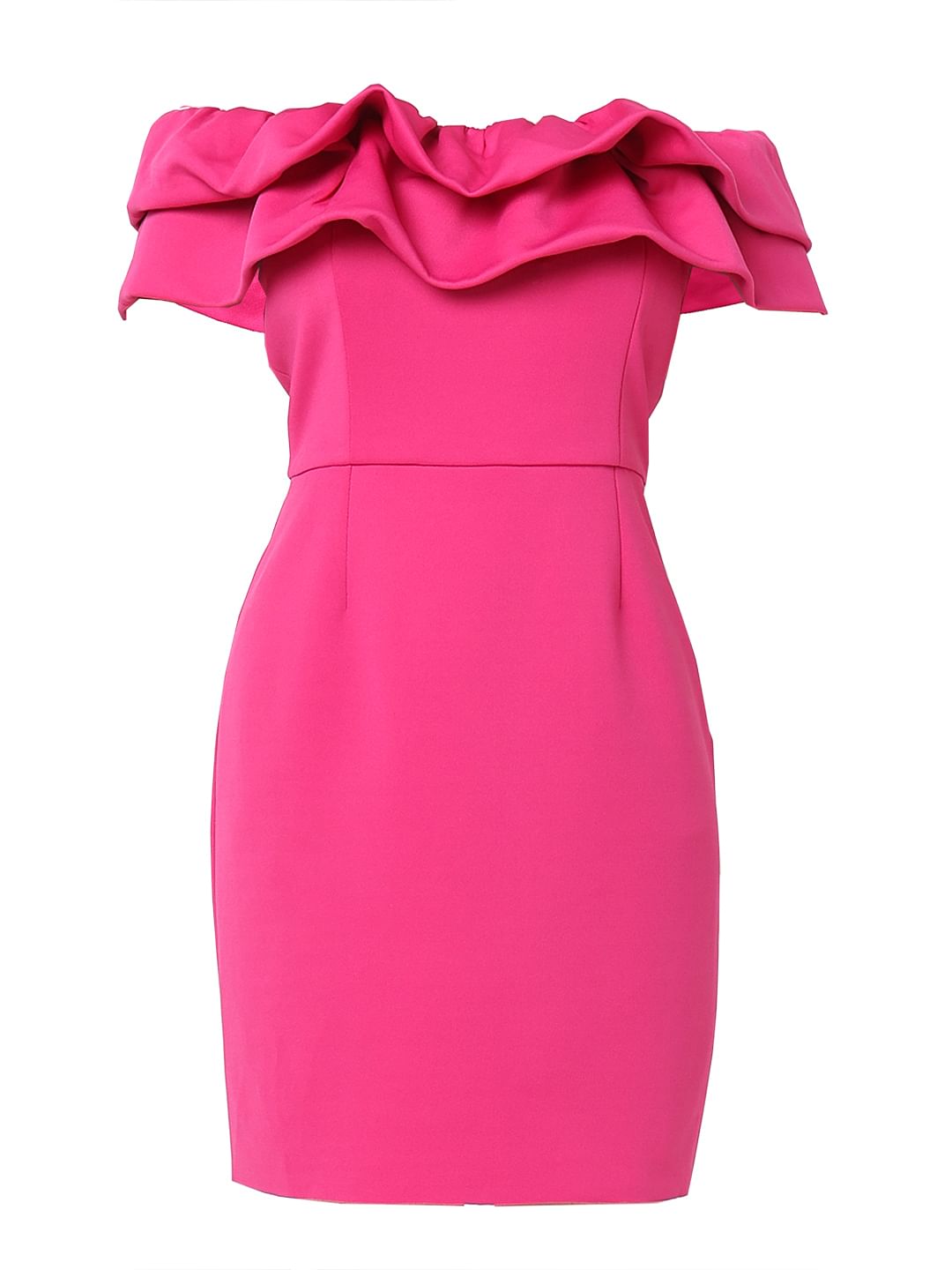 Marquee Hot Pink Bodycon Off-Shoulder Dress