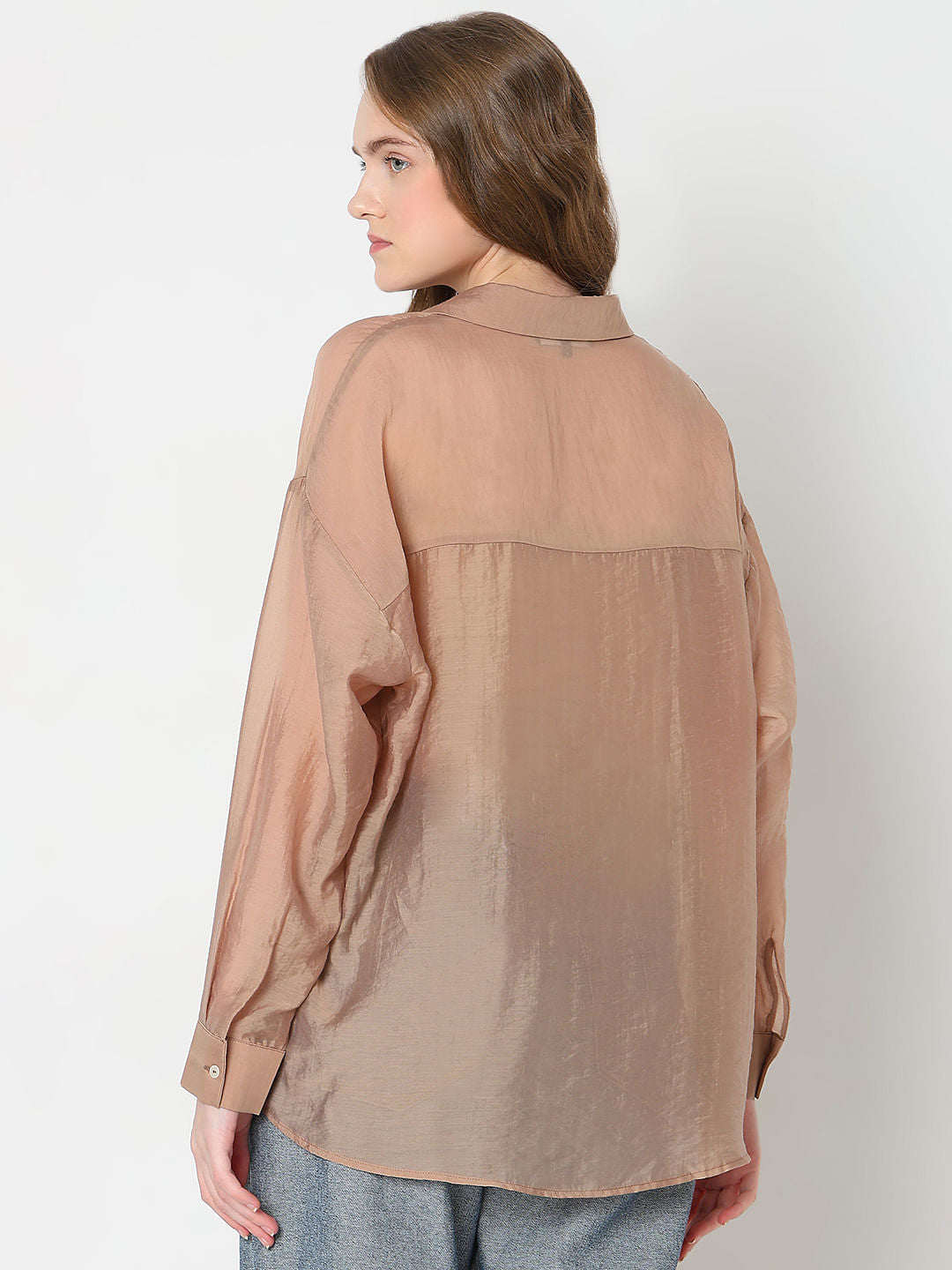 Brown Semi Sheer Shirt
