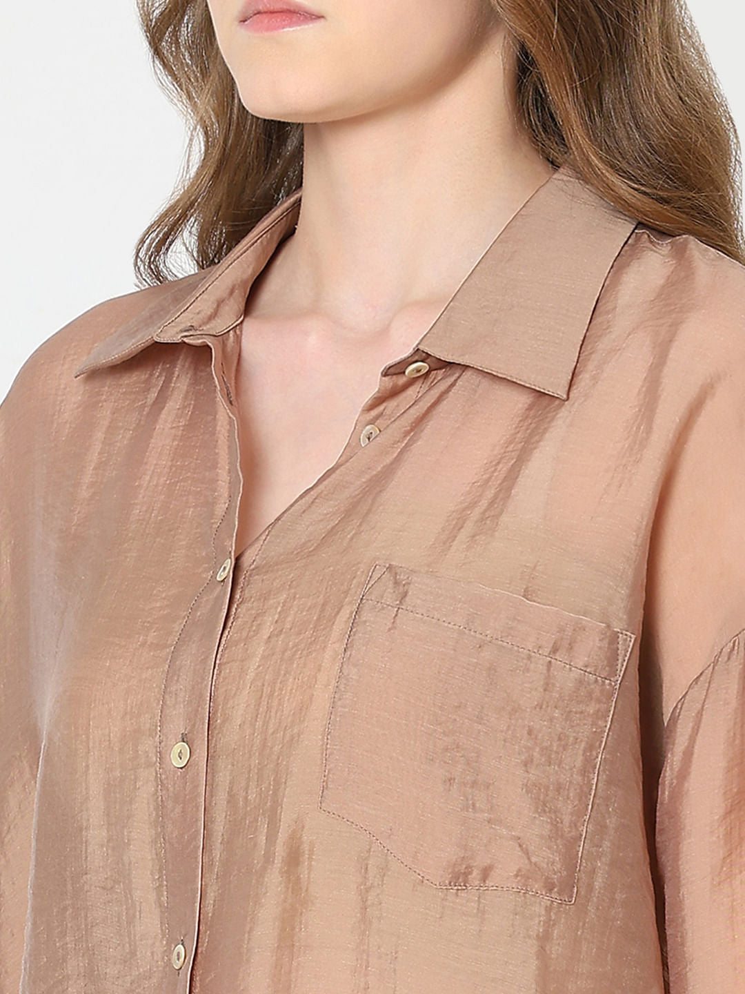 Brown Semi Sheer Shirt