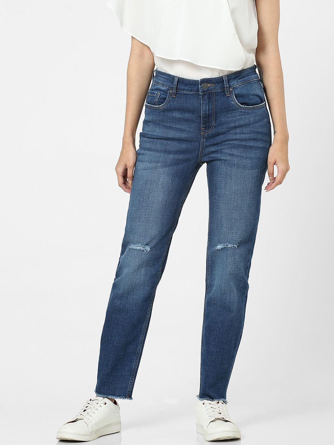 Blue High Rise Slim Jeans