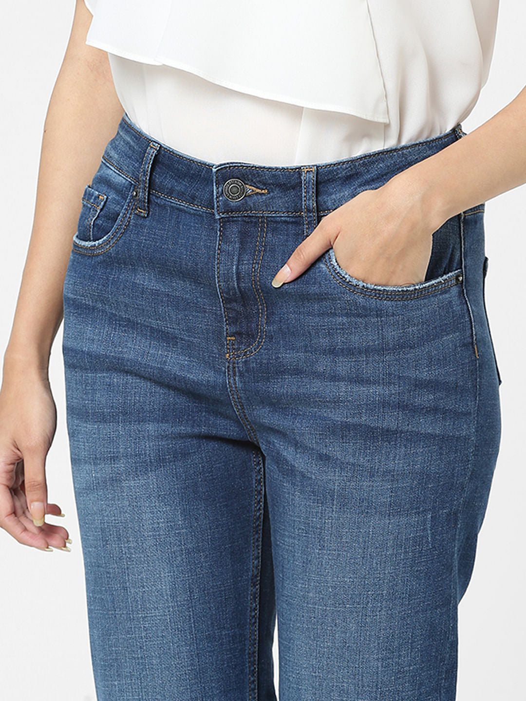 Blue High Rise Slim Jeans