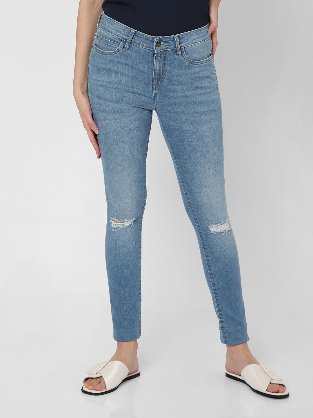 Blue Mid Rise Wendy Skinny Jeans