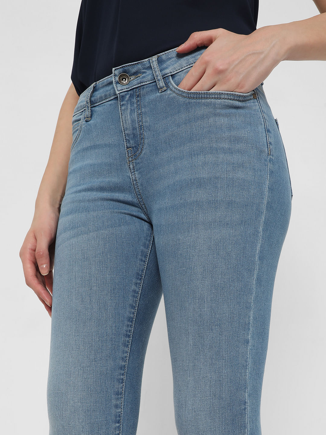 Blue Mid Rise Wendy Skinny Jeans
