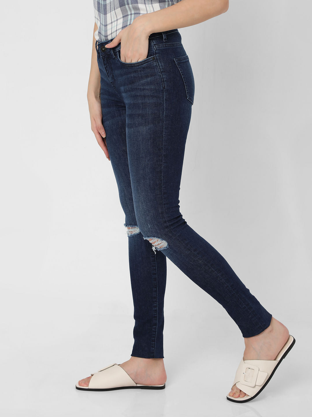 Blue Mid Rise Bootcut Jeans