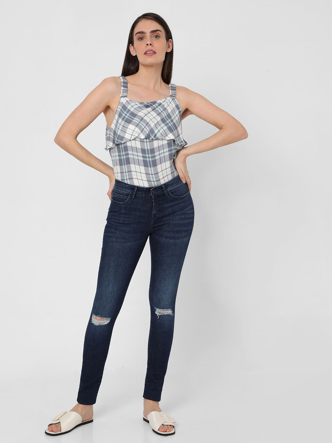 Blue Mid Rise Bootcut Jeans