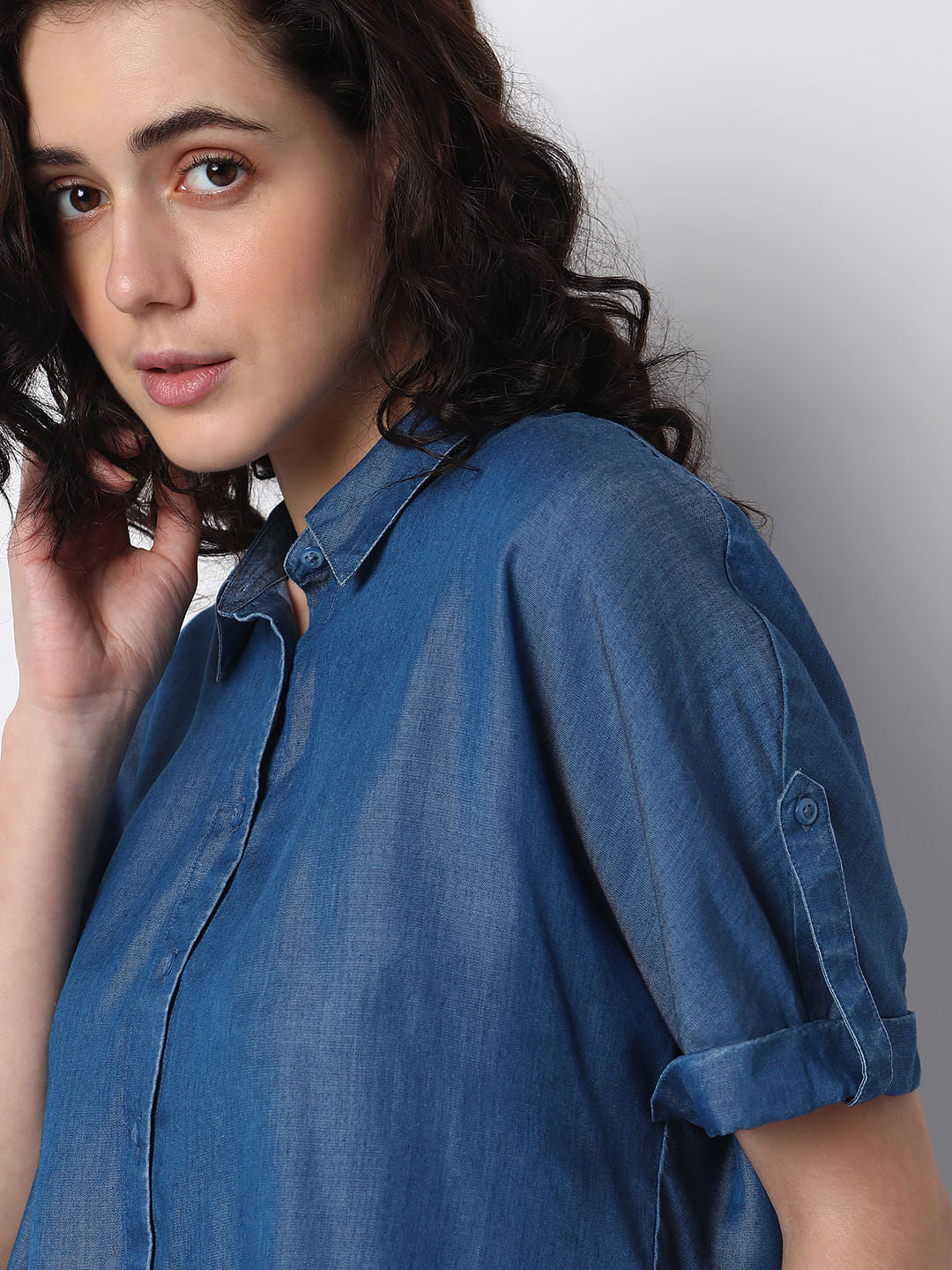 Blue Tencel Co-Ord Set Shirt