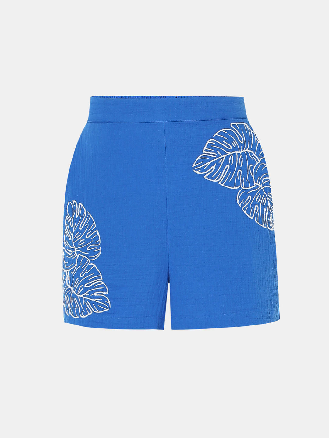 Blue Embroidered Co-Ord Set Shorts