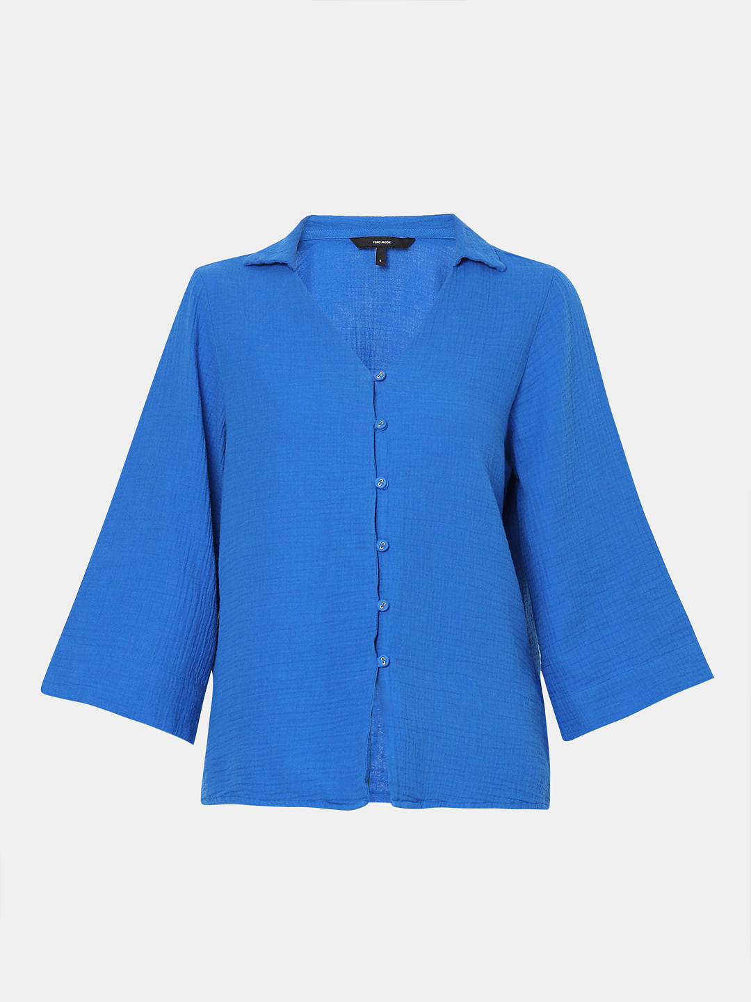 Blue Textured Cotton Shirt
