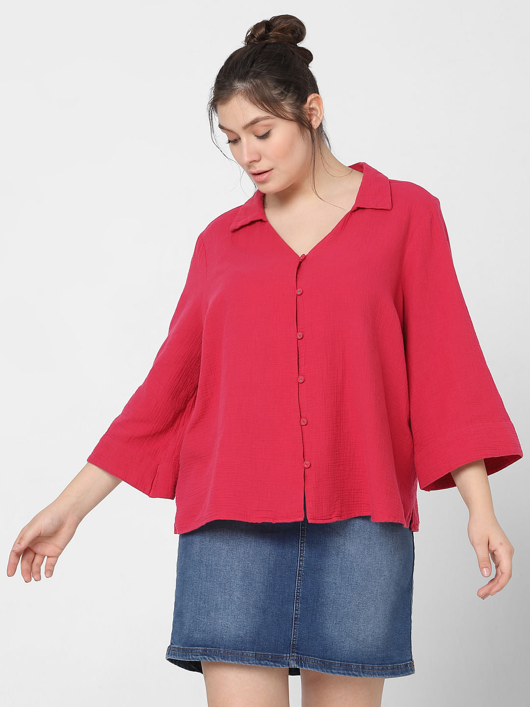 Curve Red V-Neck Shirt