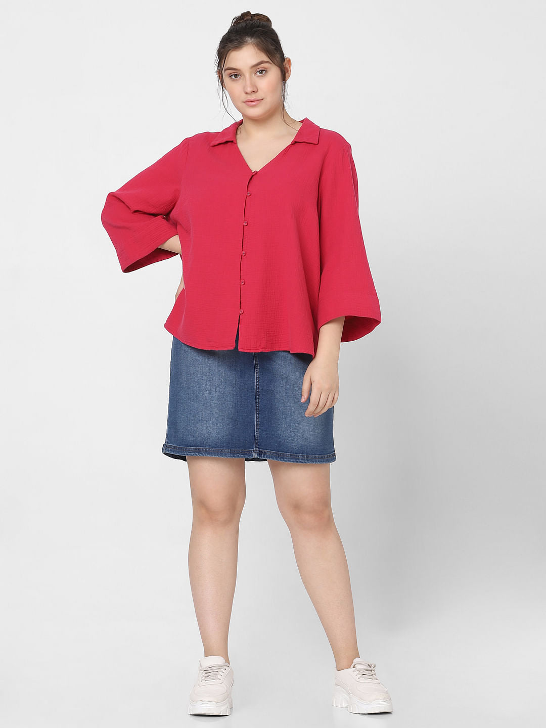 Curve Red V-Neck Shirt
