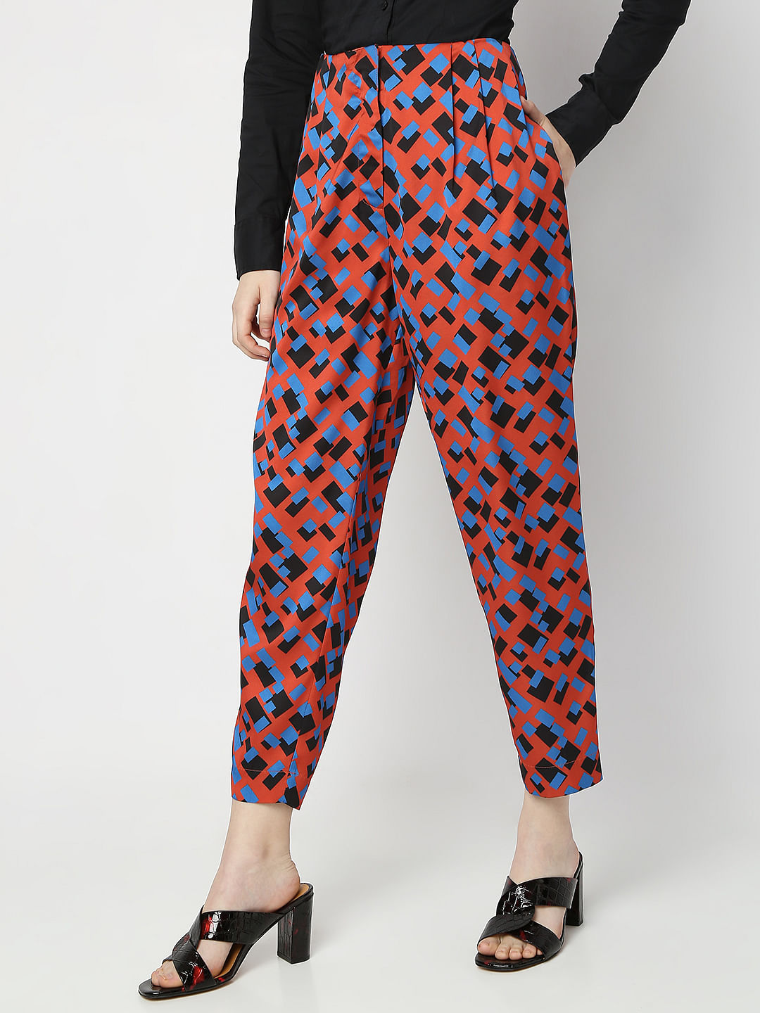 Brown Geometric Print Co-Ord Set Pants
