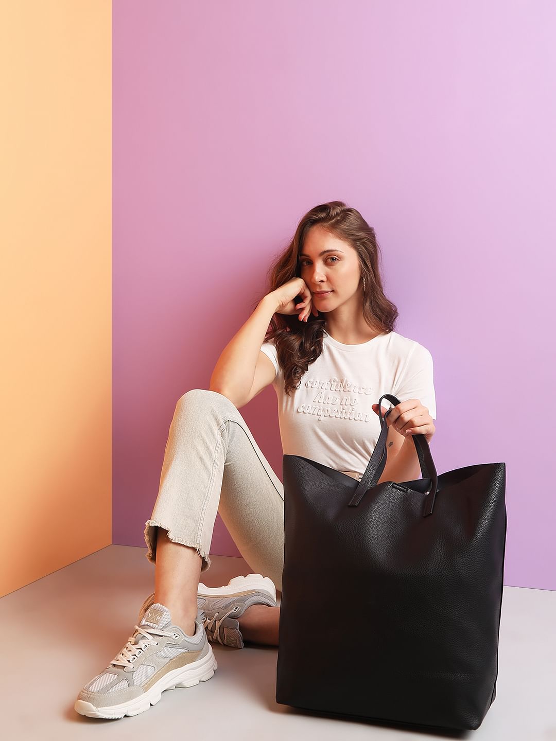 Black Faux Leather Tote