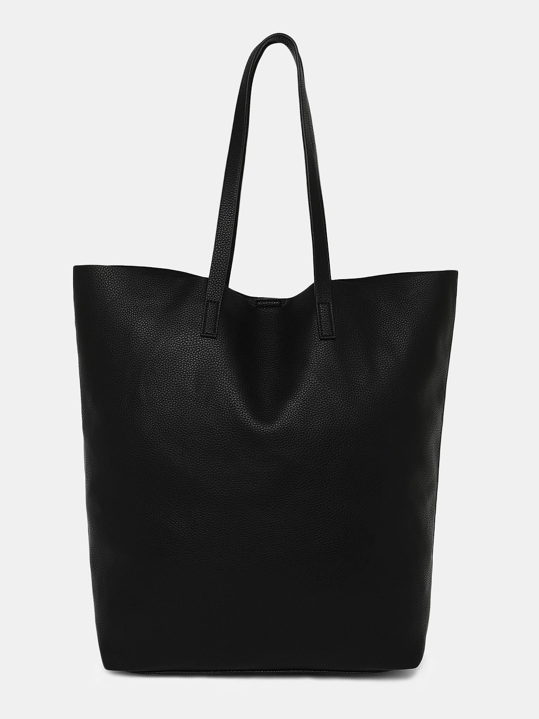 Black Faux Leather Tote