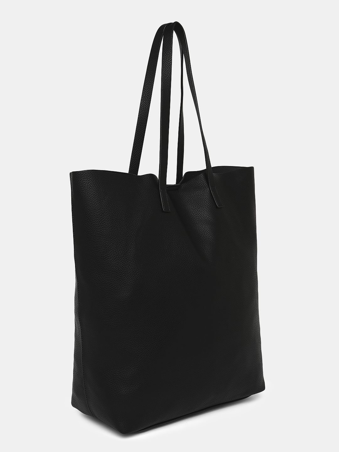 Black Faux Leather Tote