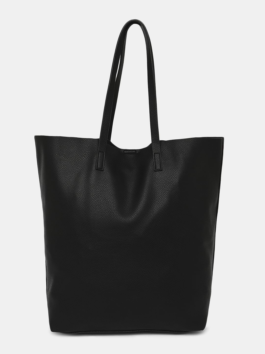 Black Faux Leather Tote