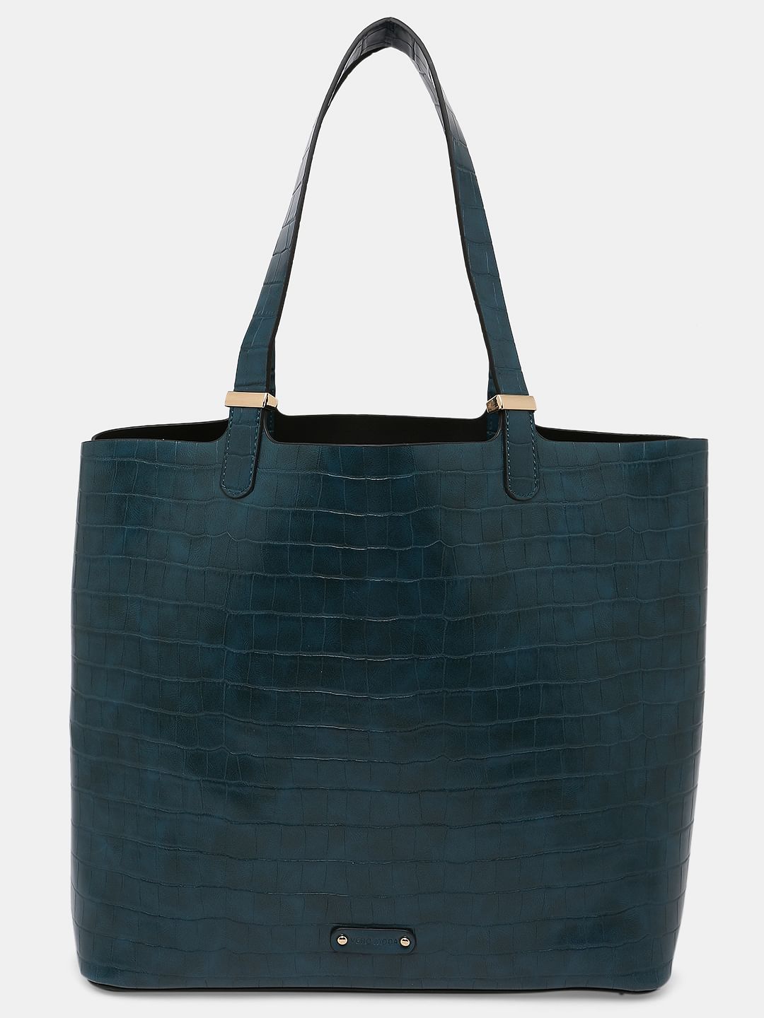 Deep Green Croc Embossed Tote
