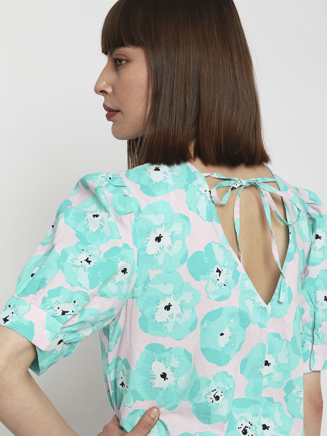 Electric Green Floral Midi Dress