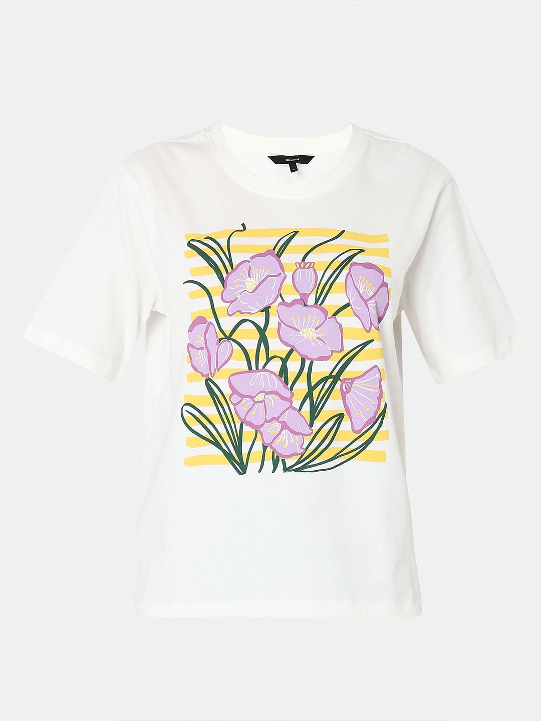 White Floral Print T-Shirt