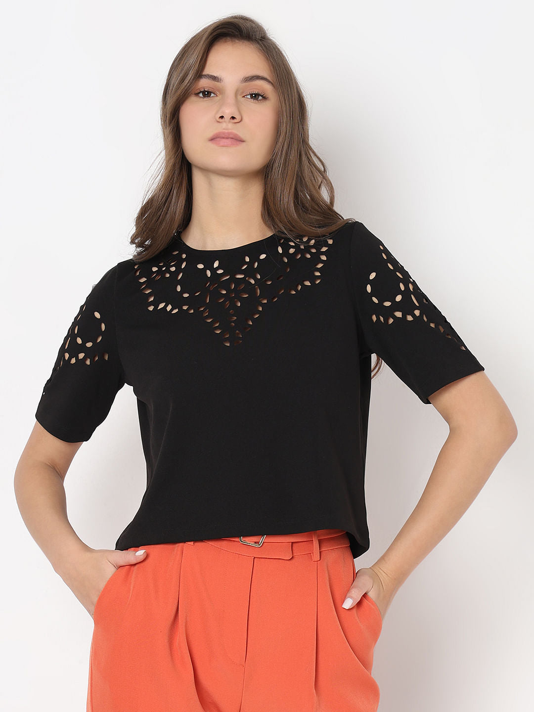 Black Cut-Out T-Shirt