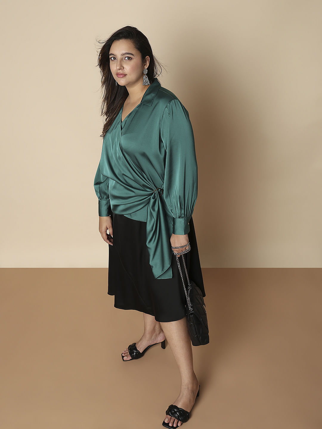 Curve Green Overlap Shirt