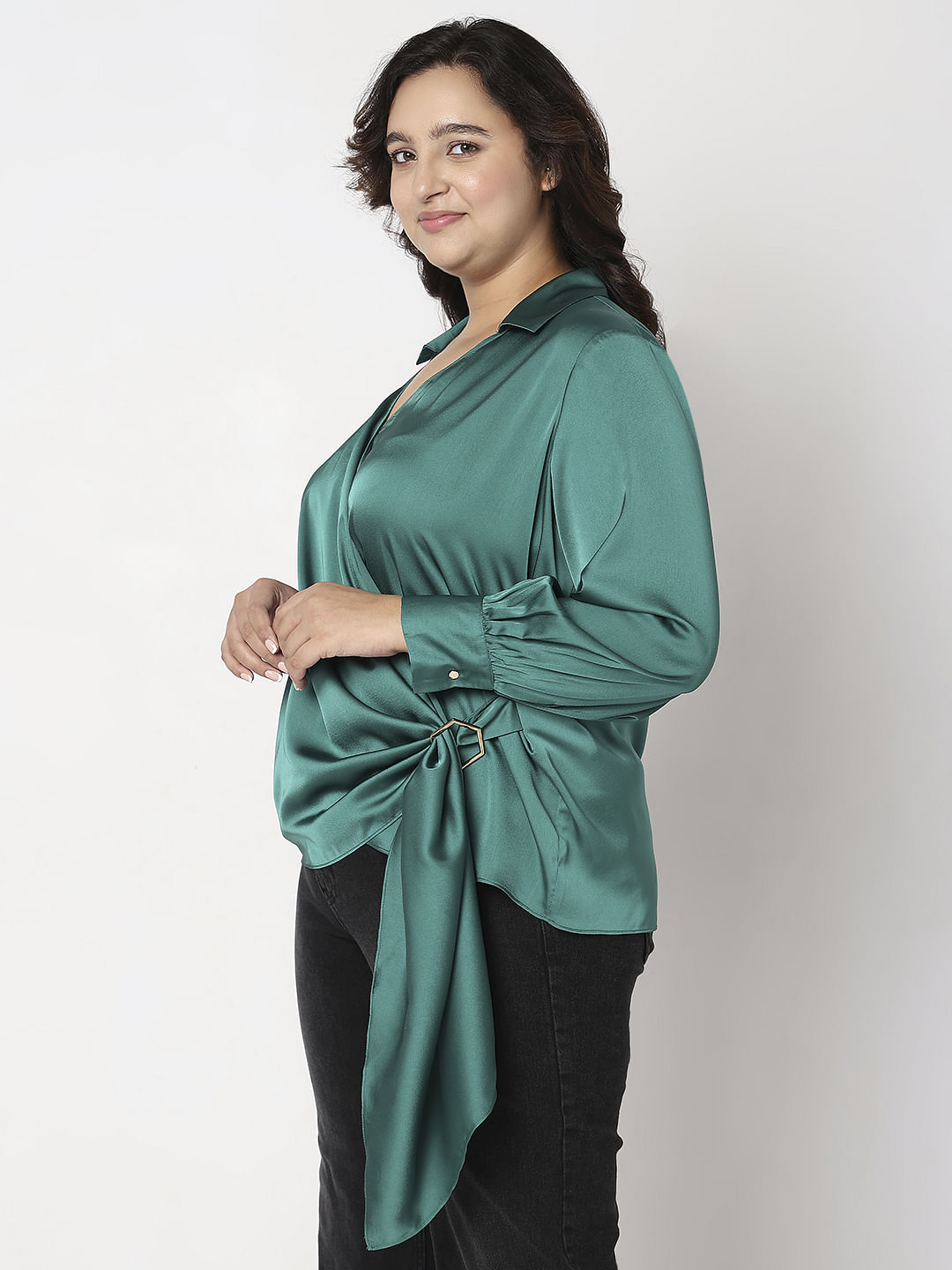 Curve Green Overlap Shirt