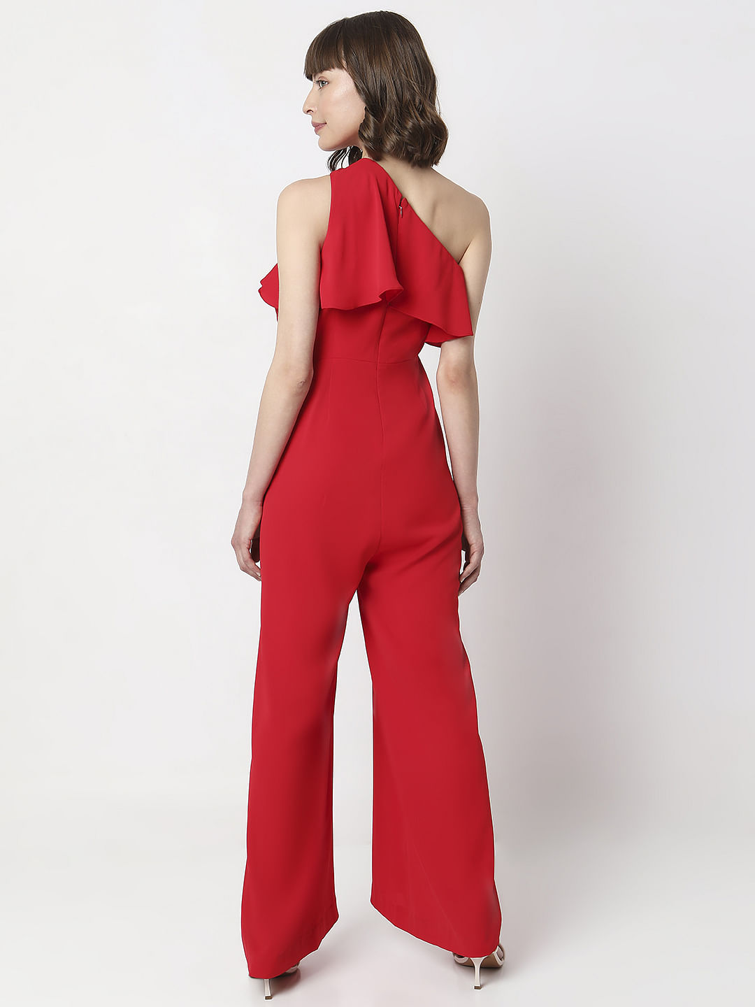 Red One Shoulder Jumpsuit