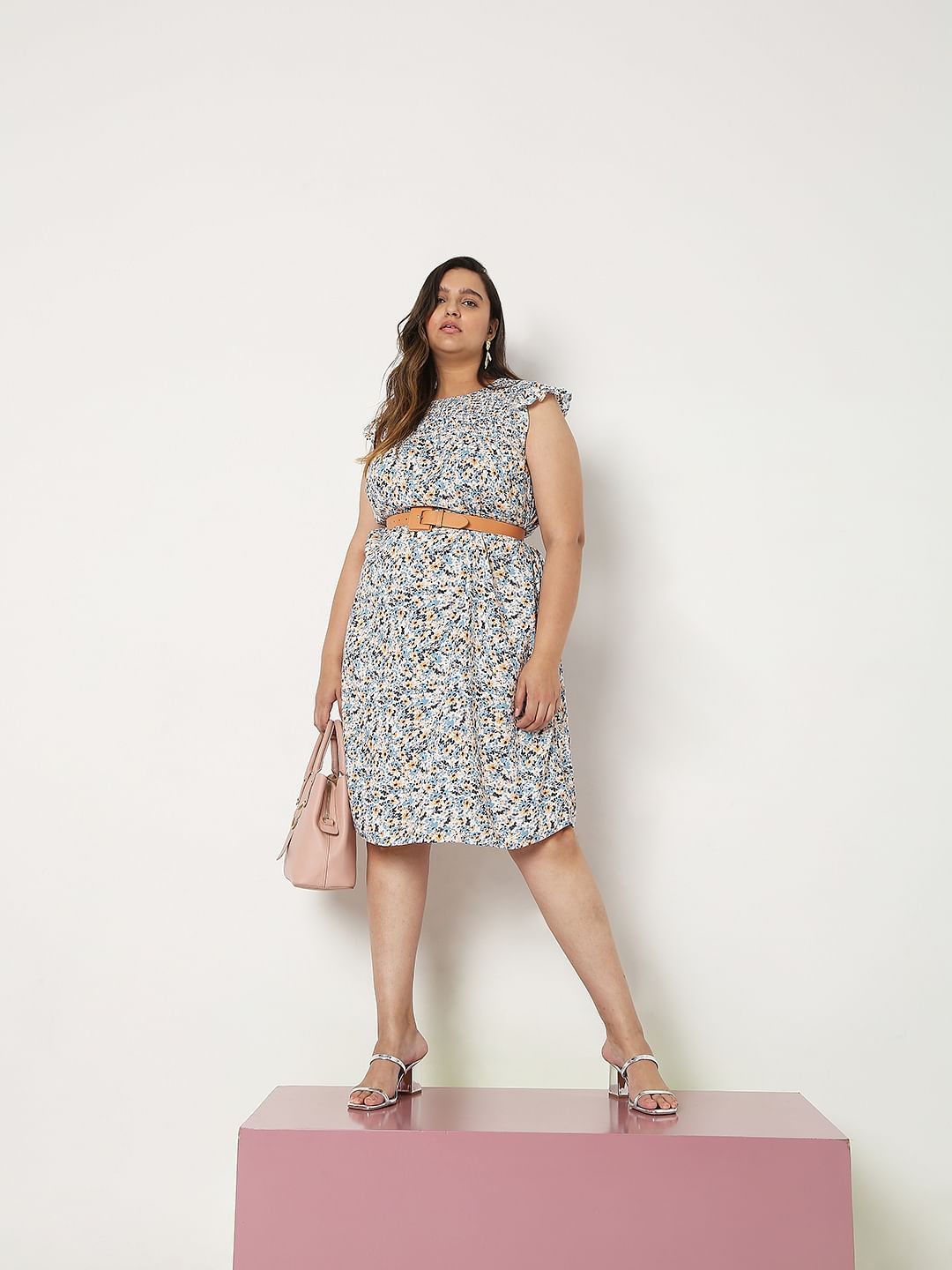 Curve Blue Floral Shift Dress