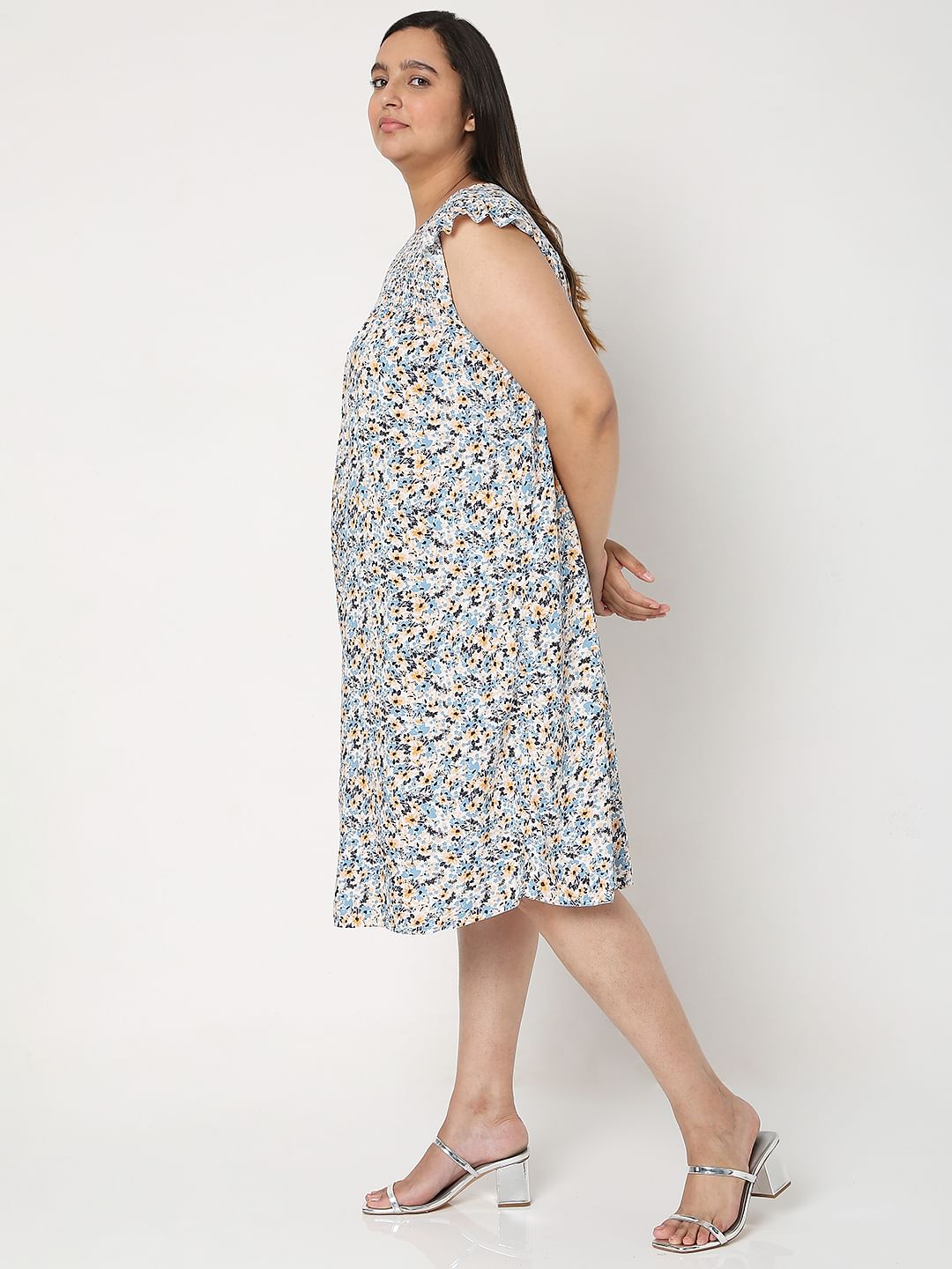 Curve Blue Floral Shift Dress