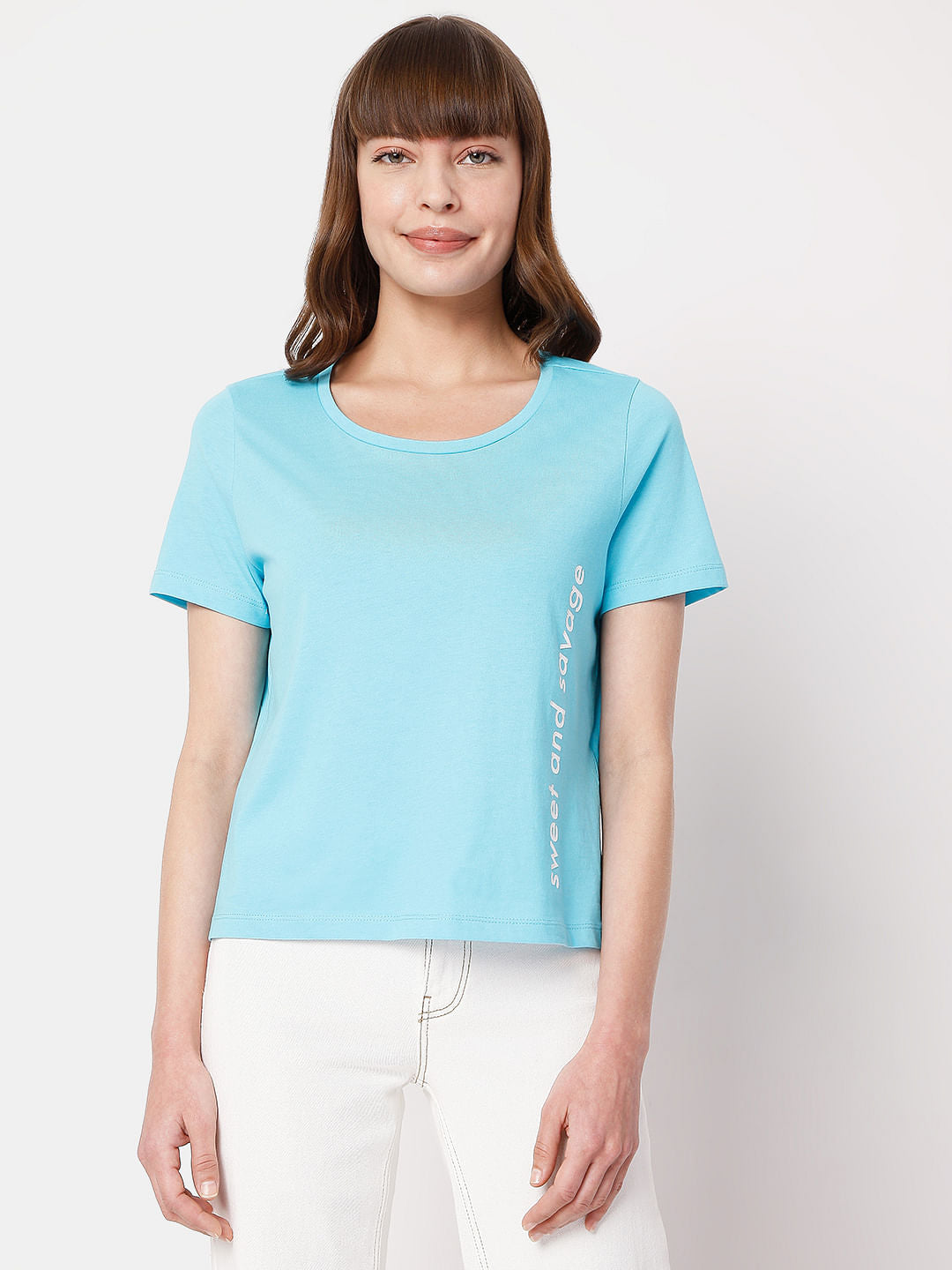 Blue Placement Print T-Shirt