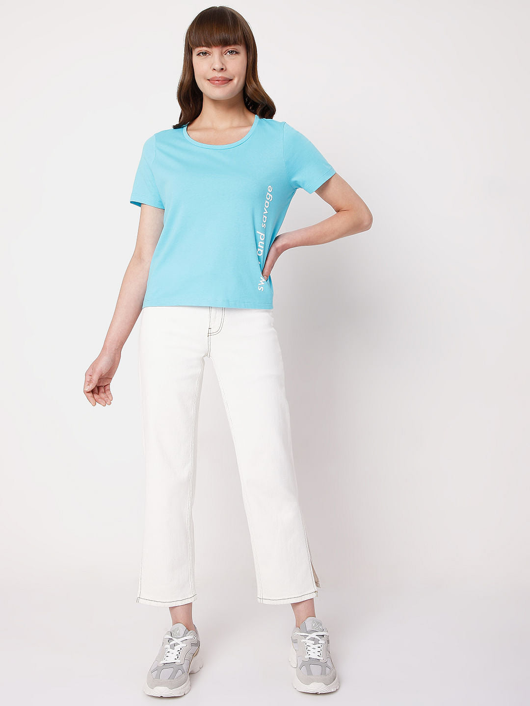 Blue Placement Print T-Shirt