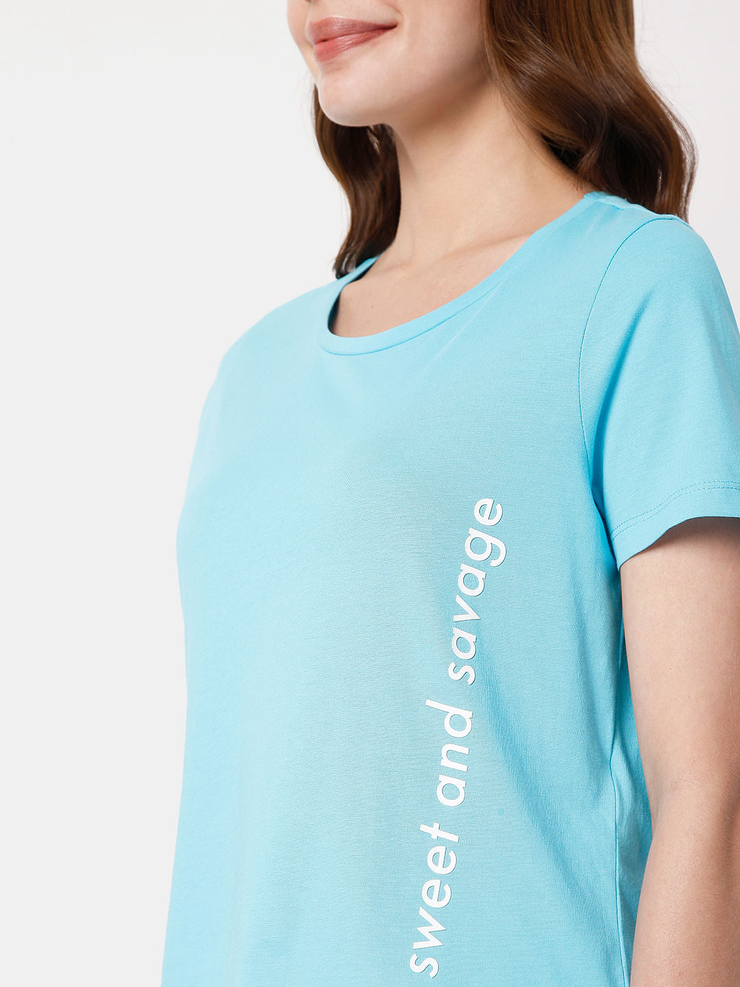 Blue Placement Print T-Shirt