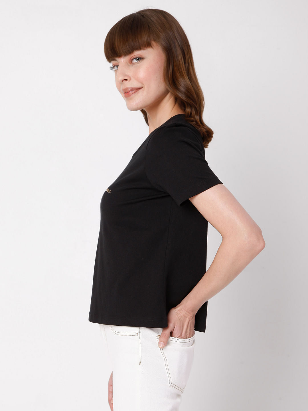 Black Slogan Print T-Shirt